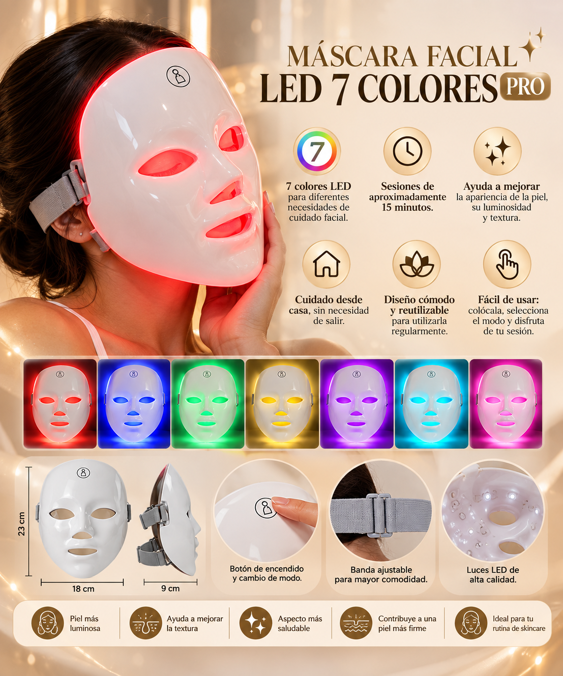 Máscara Facial LED PRO — 7 Colores