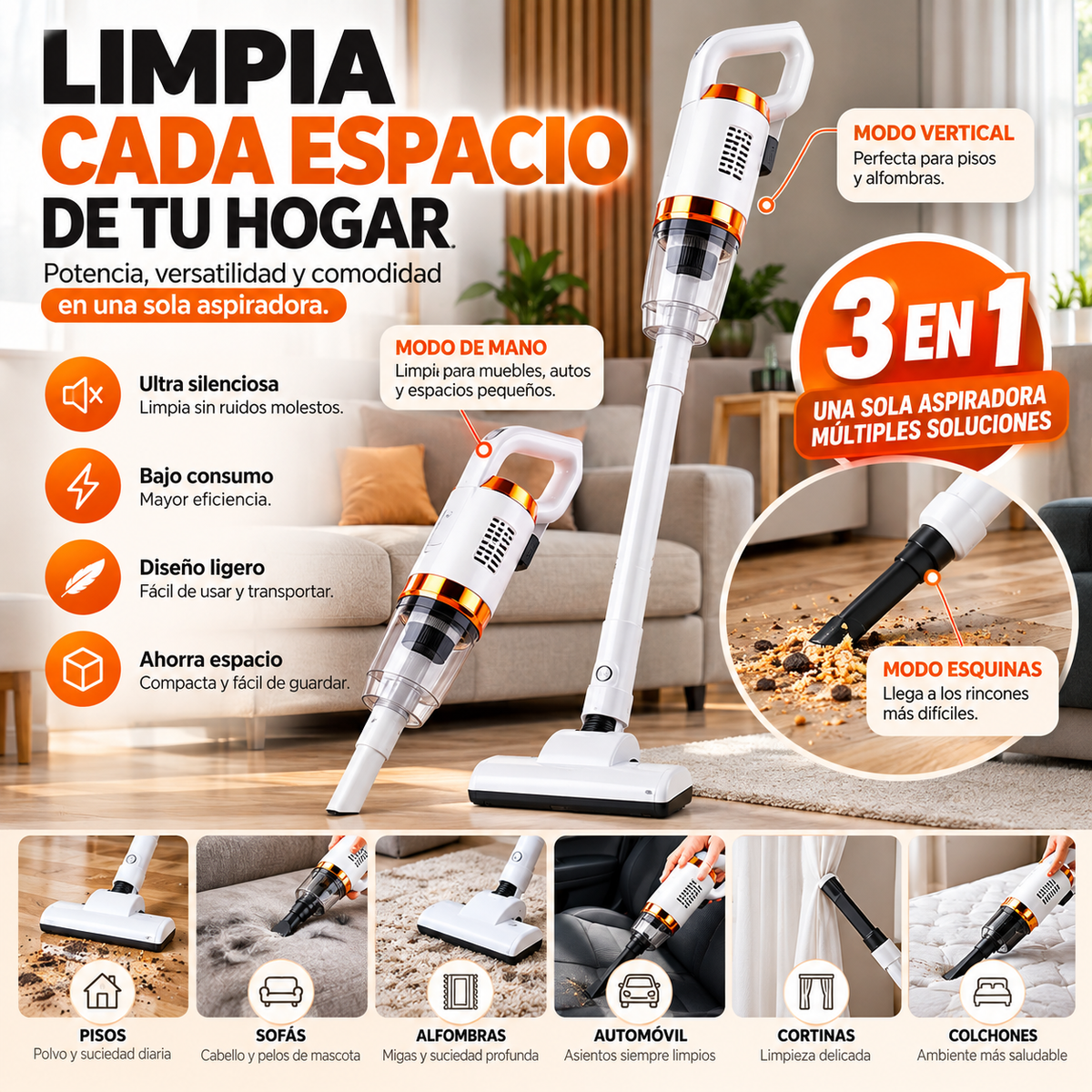 Aspiradora 3 en 1 PowerClean